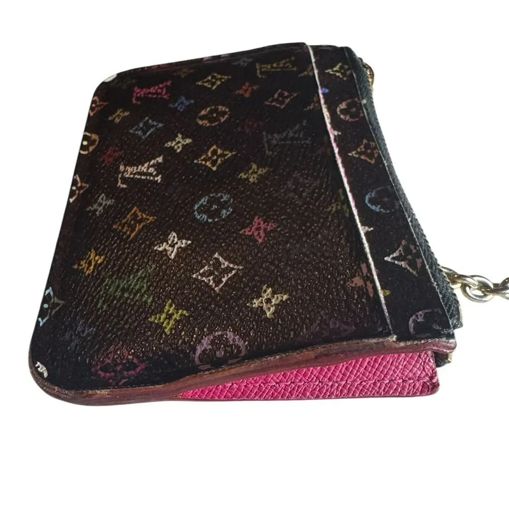 Auth Vintage Louis Vuitton 33 Multicolor Murakami LV Keychain Black Pouch - Picture 4 of 12